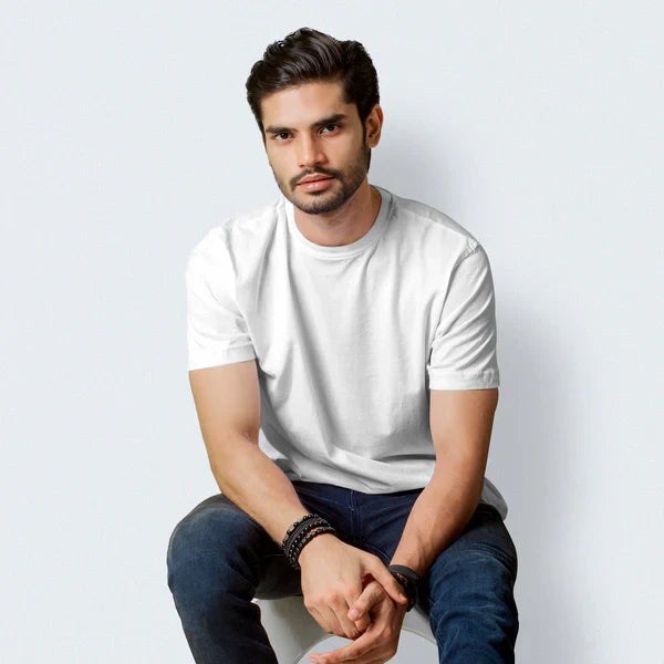 Half Sleeves White T-shirt For Men