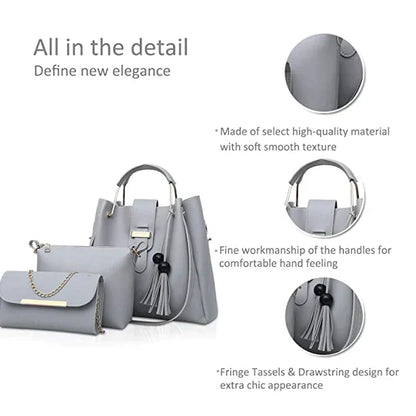 Queen 3 Pcs Black Handbag