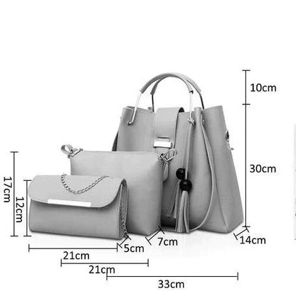 Queen 3 Pcs Black Handbag